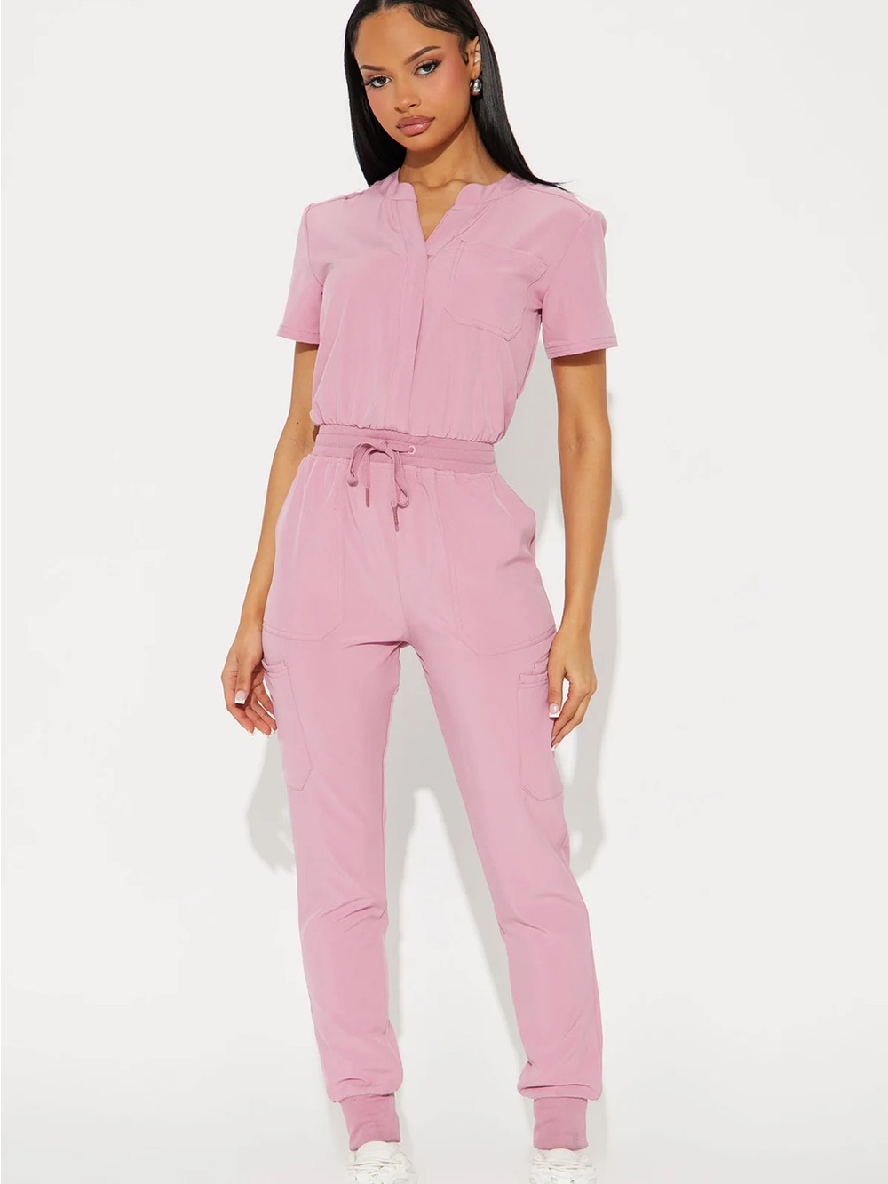 Mauve Short-Sleeve Scrub Uniform Jogger Jumpsuit NEW 🏷️